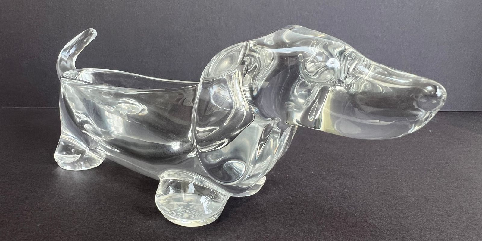 1970's Crystal Glass Dachshund / Basset Dog By Art Vannes   France photo for sale