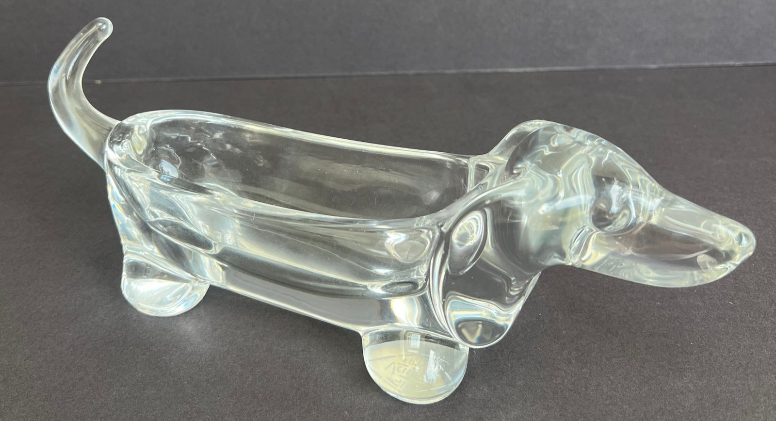 1970's Crystal Glass Dachshund / Basset Dog By Art Vannes   France photo Home Decor