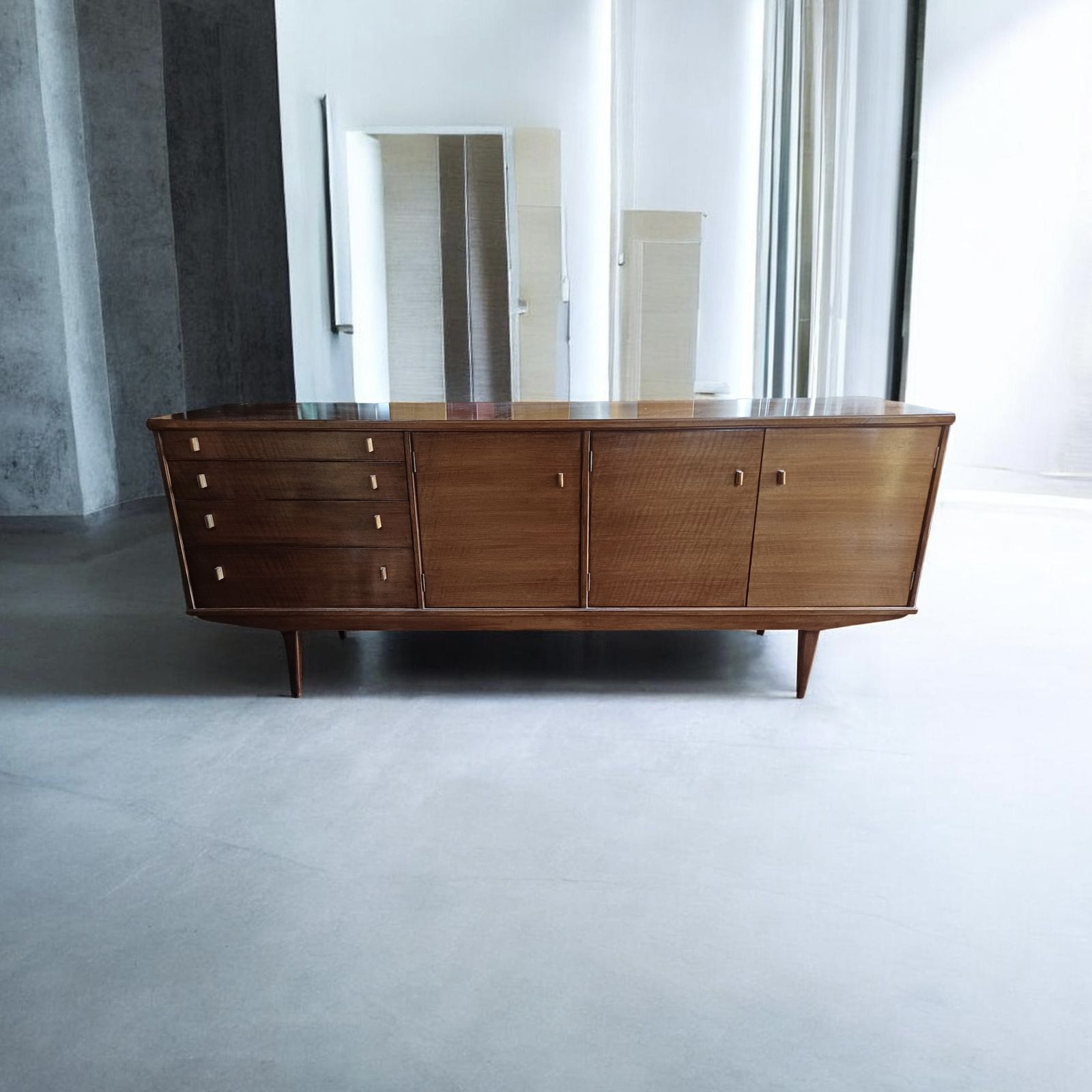 Mid Century Long Sideboard In Walnut photo Furniture