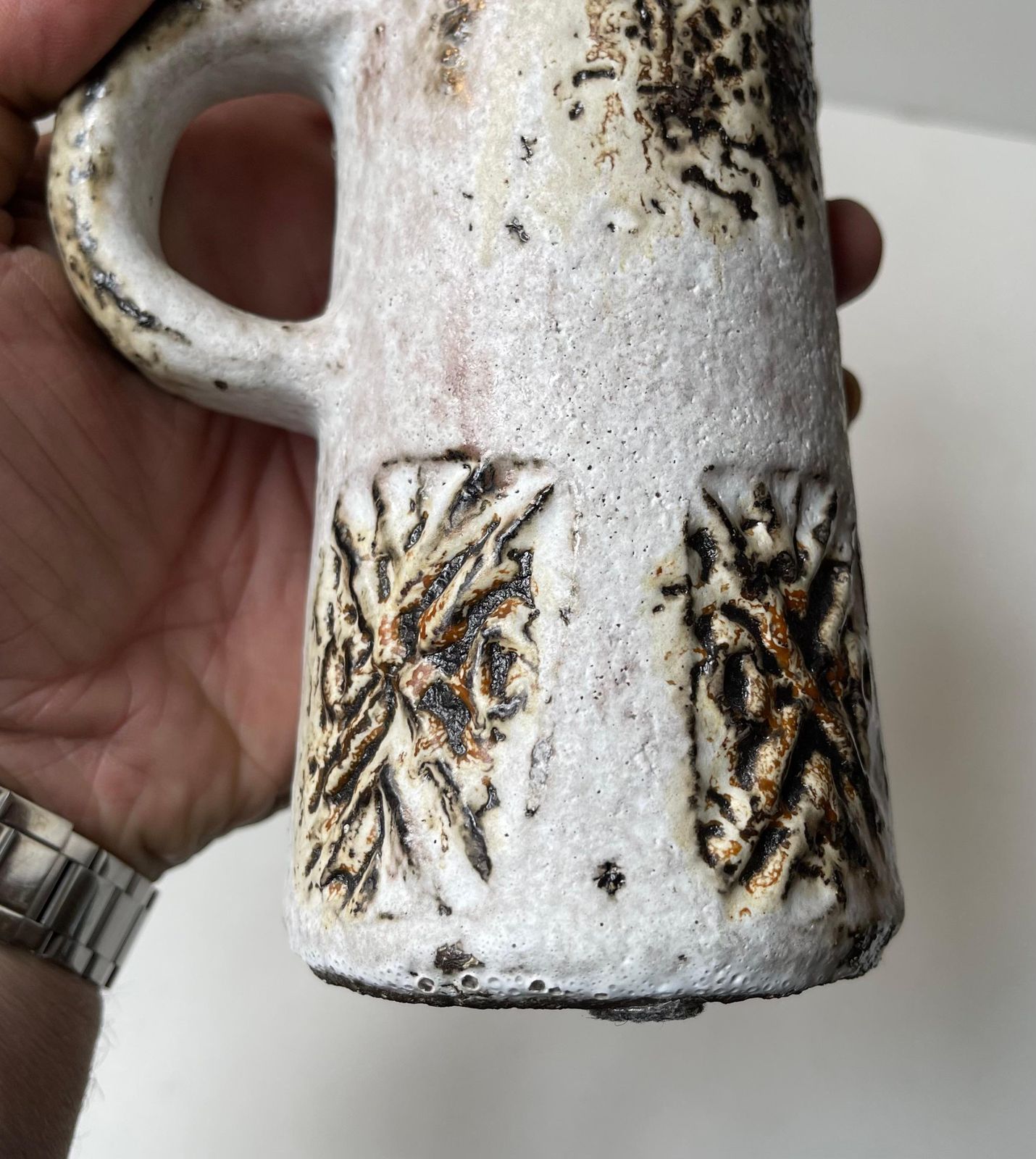 Brutalist Glazed Stoneware Vase In The Style Of Jacques Blin photo buy