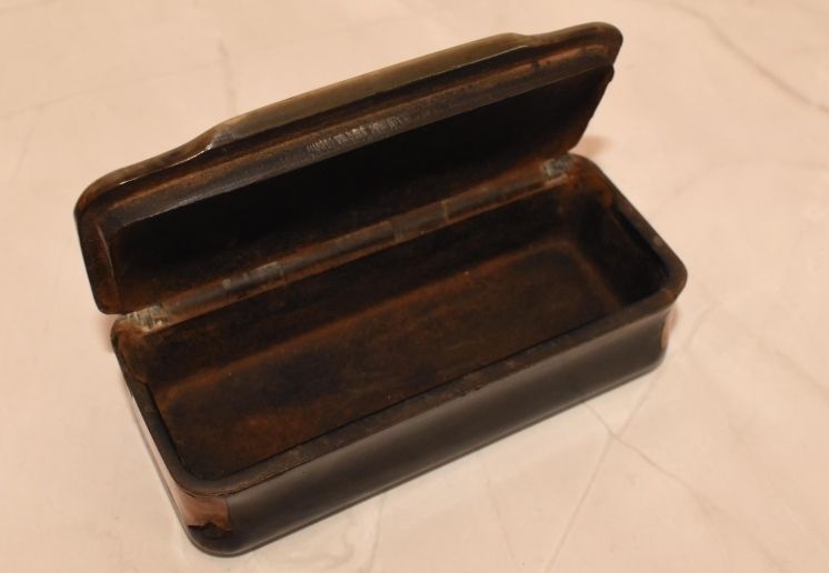 Georgian Horn Snuff Box Parquetry Lid, George III, 1806 photo for sale