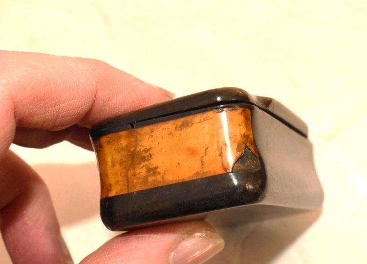 Georgian Horn Snuff Box Parquetry Lid, George III, 1806 photo vinterior