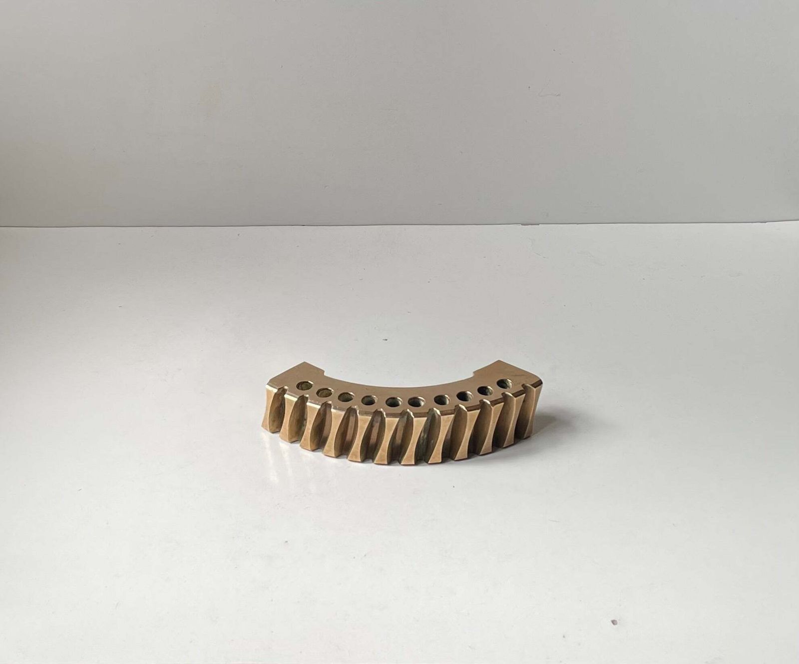 Scandinavianbrutalist Object In Polished Bronze   Gear Fragment Penholder, 1970s photo for sale
