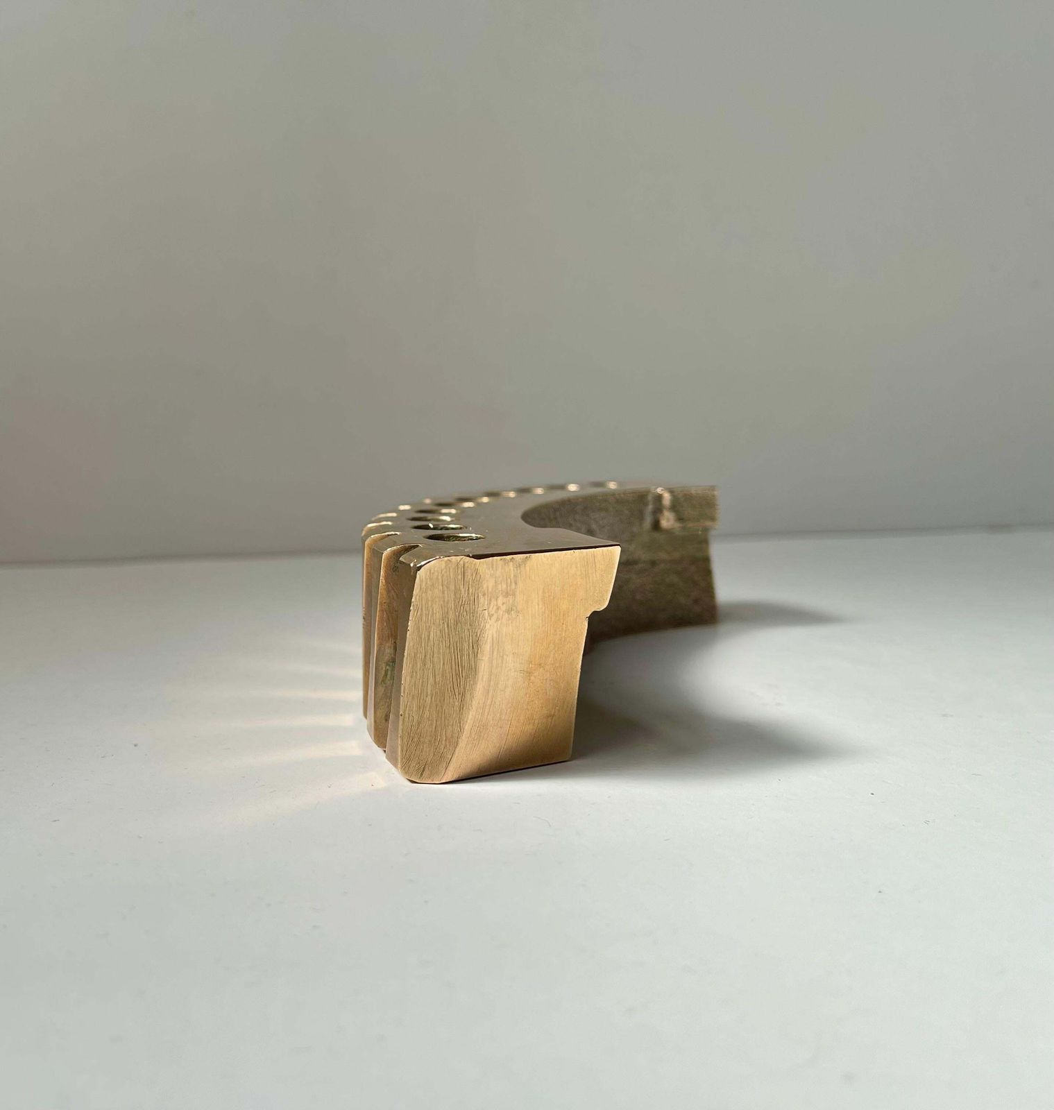 Scandinavianbrutalist Object In Polished Bronze   Gear Fragment Penholder, 1970s photo buy