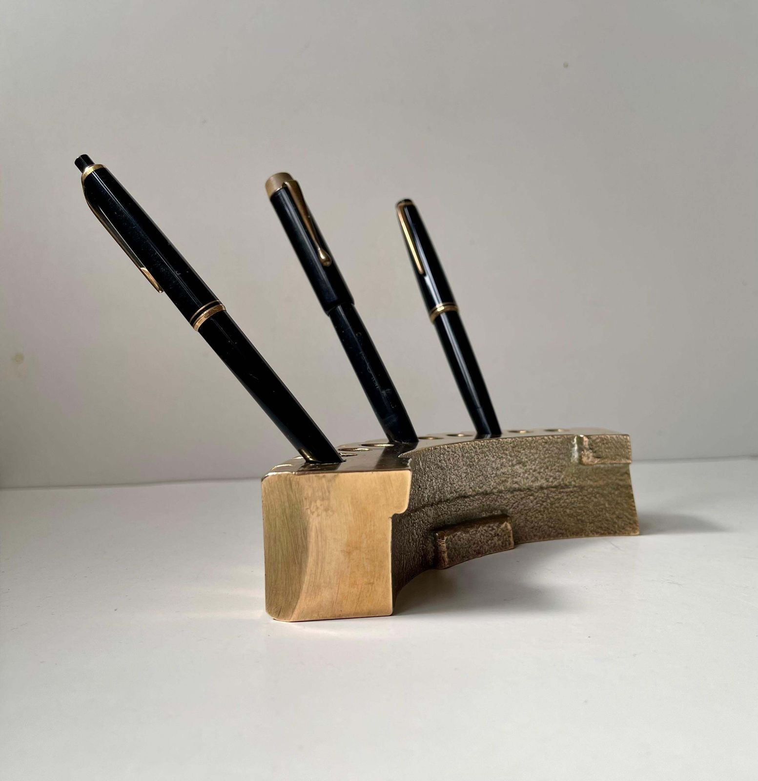 481.0 Scandinavianbrutalist Object In Polished Bronze   Gear Fragment Penholder, 1970s photo