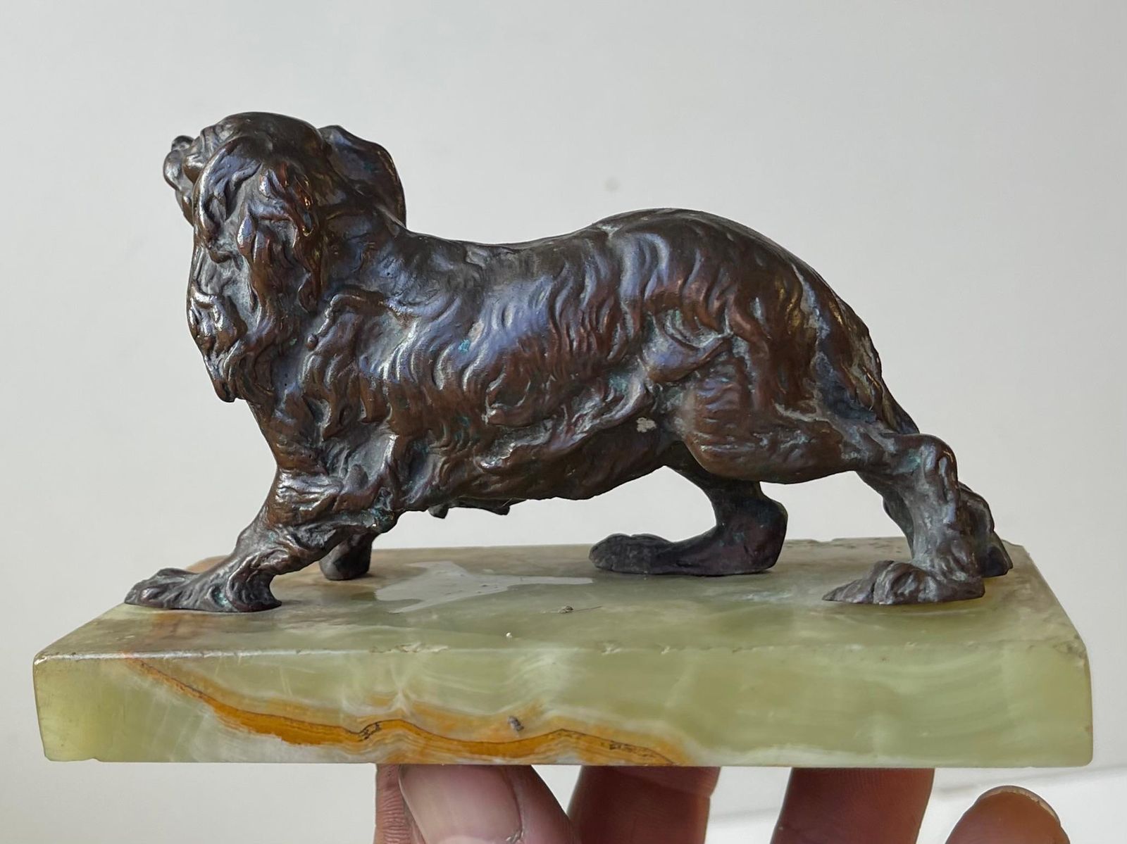 Pierre Jules Méne (After) Cavalier King Charles Spaniel In Bronze & Green Onyx photo Art