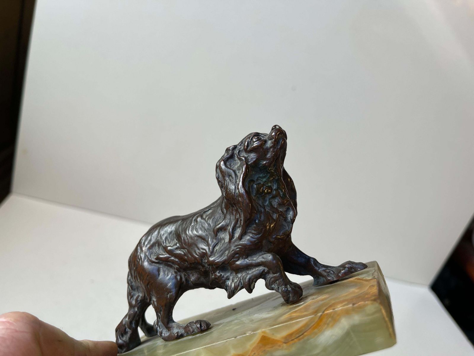 Pierre Jules Méne (After) Cavalier King Charles Spaniel In Bronze & Green Onyx photo 987.0