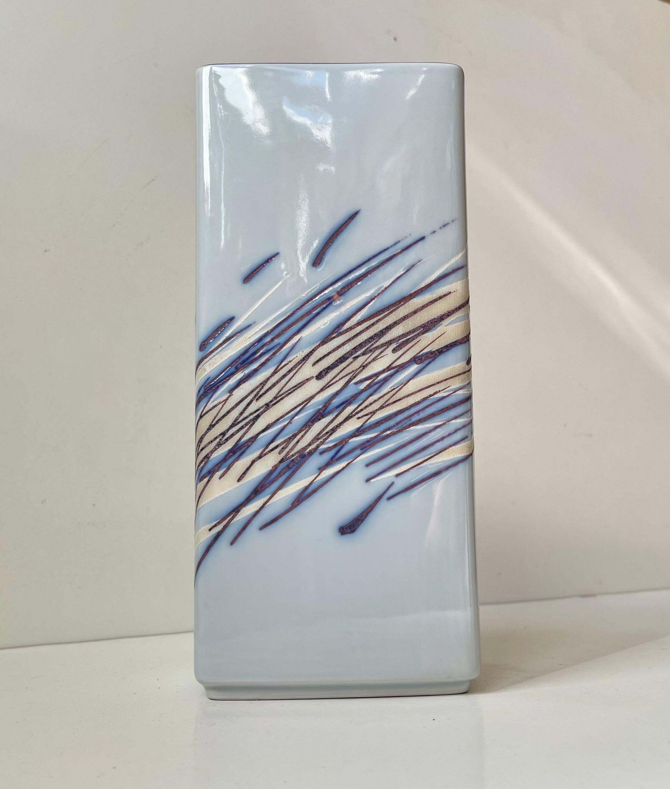 Royal Copenhagen Abstract Porcelain Vase W. Rush Grass By Ivan Weiss photo for sale