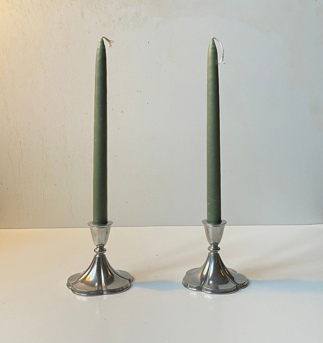 Art Deco Pewter Candlesticks By Just Andersen, 1930s, Set Of 2 photo Home Decor