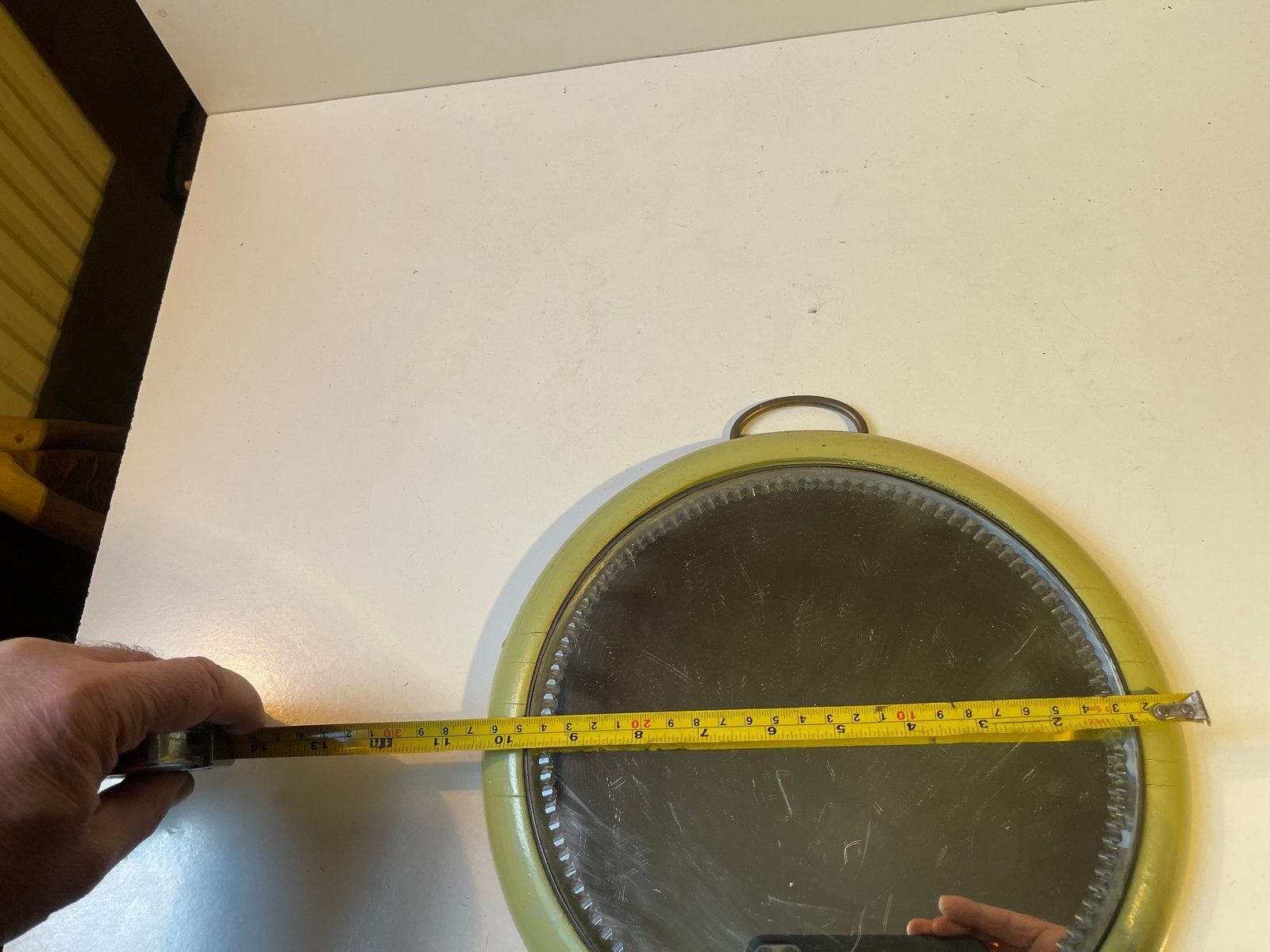 Small Antique Circular Green Wooden Wall Mirror, 19th Century photo buy