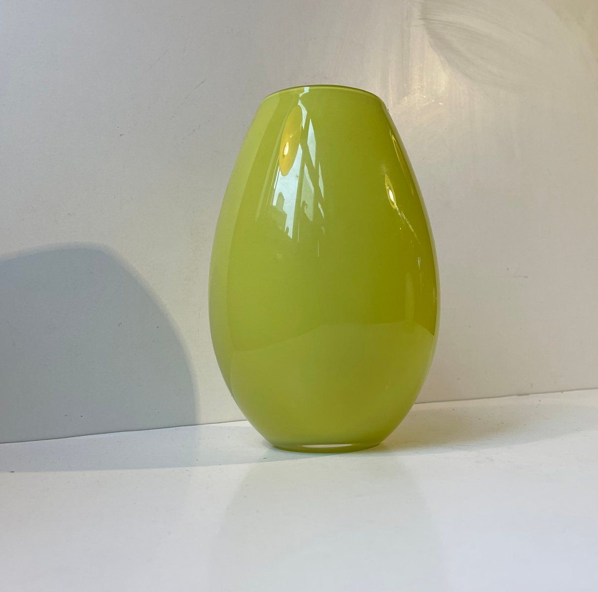 Green And White Glass Cocoon Vases By Peter Svarrer For Holmegaard, Set Of 2 photo for sale
