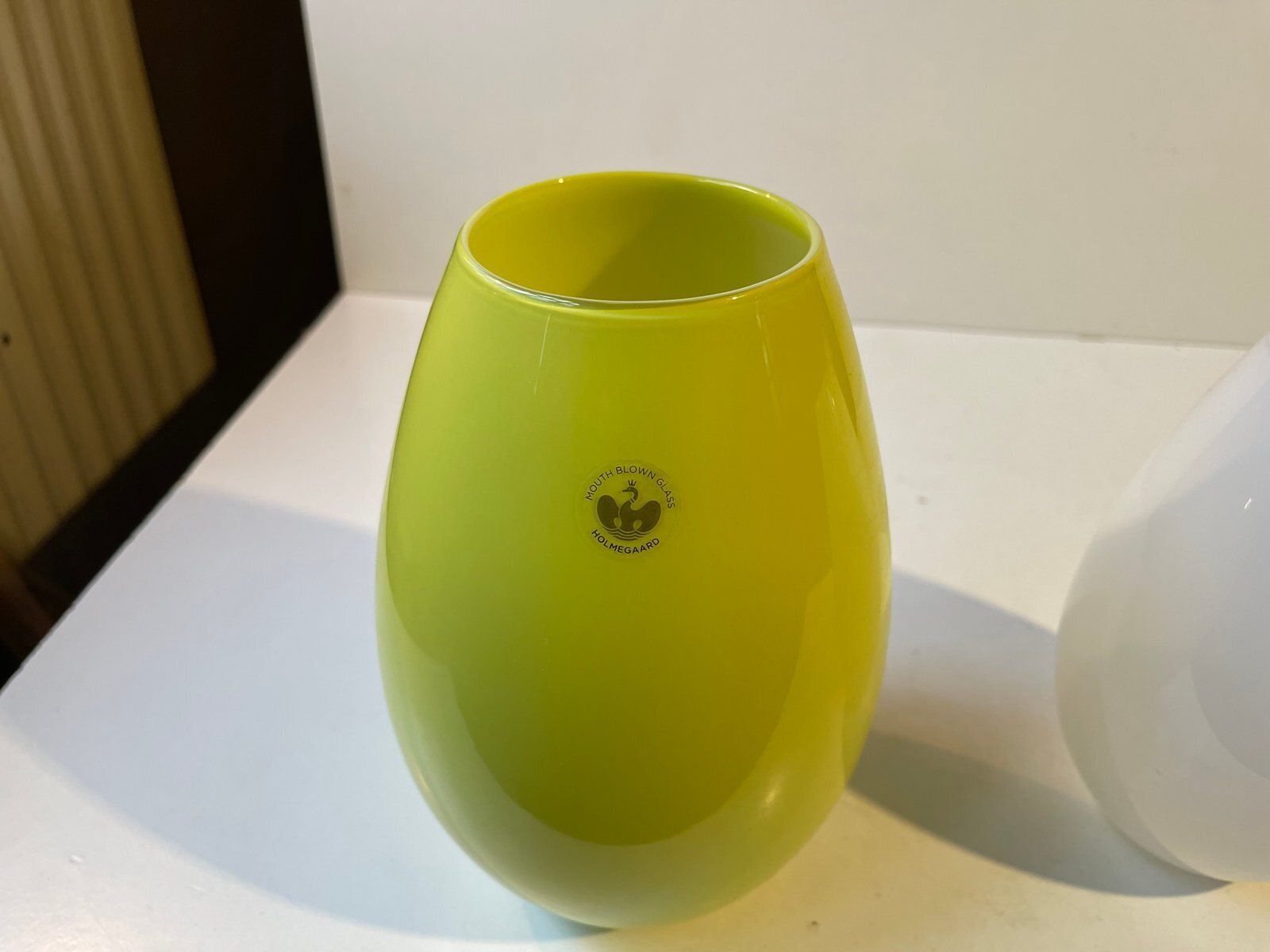 Green And White Glass Cocoon Vases By Peter Svarrer For Holmegaard, Set Of 2 photo 318.0