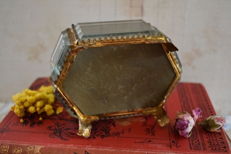 Antique French Ormolu Glass Jewellery Casket With Le Havre Scene photo Home Decor