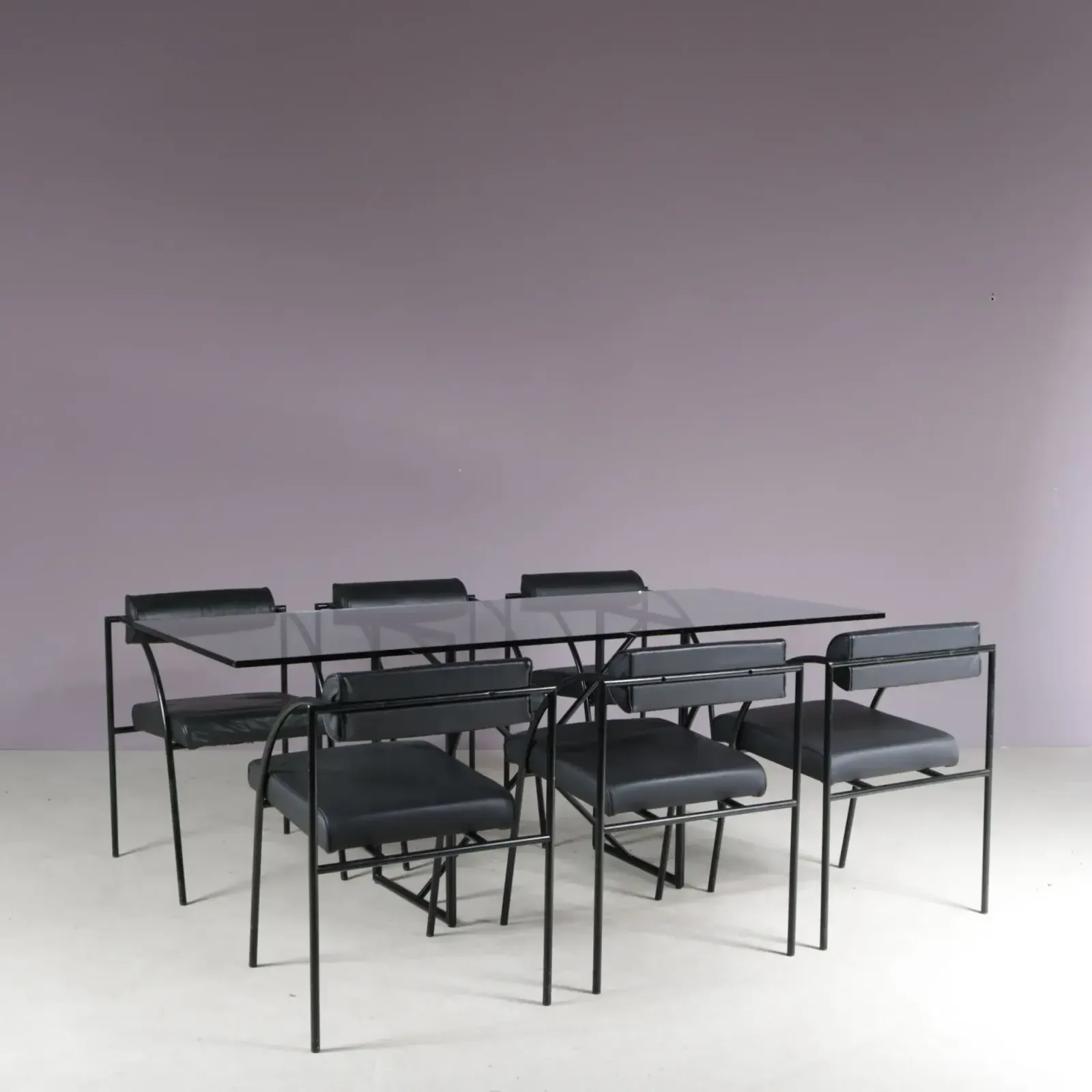 1980s “Tokio” Dining Table With Six “Vienna” Chairs By Rodney Kinsman For Bieffeplast, Italy photo for sale