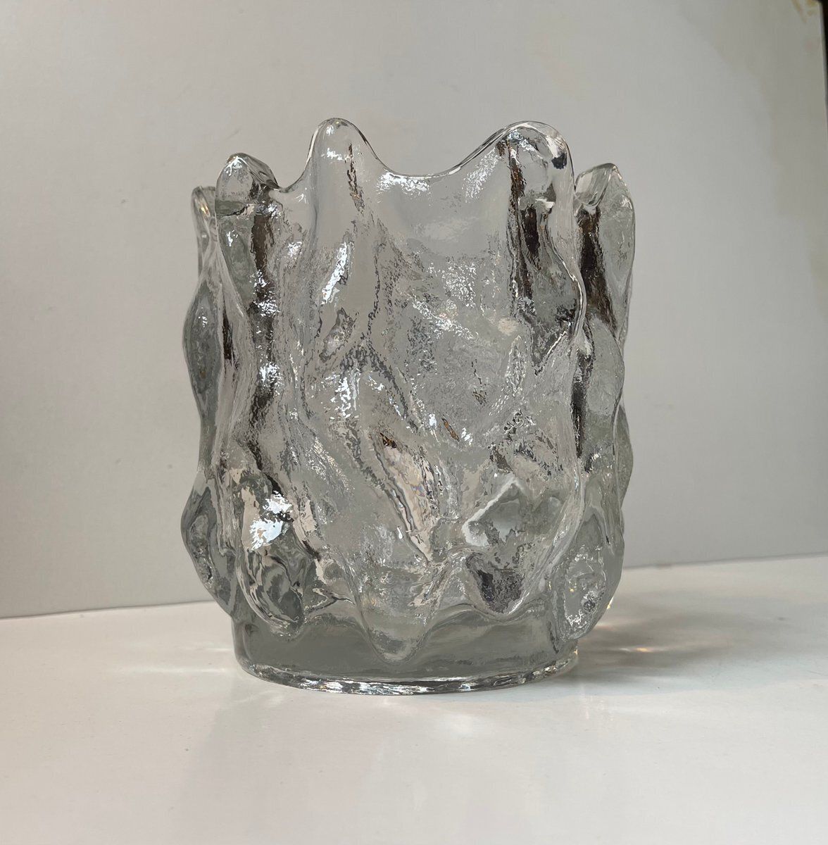photo furniture Swedish Modernist Freeform Ice Glass Vase By Göran Wärff For Kosta Boda, 1980s
