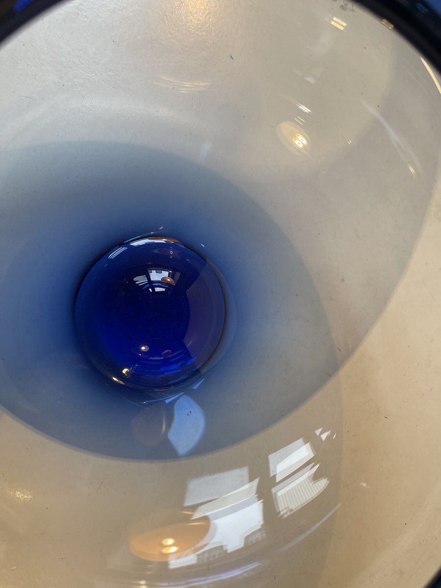 Mid Century Blue Glass Bowl By Per Lütken For Holmegaard, 1970s photo 375.0
