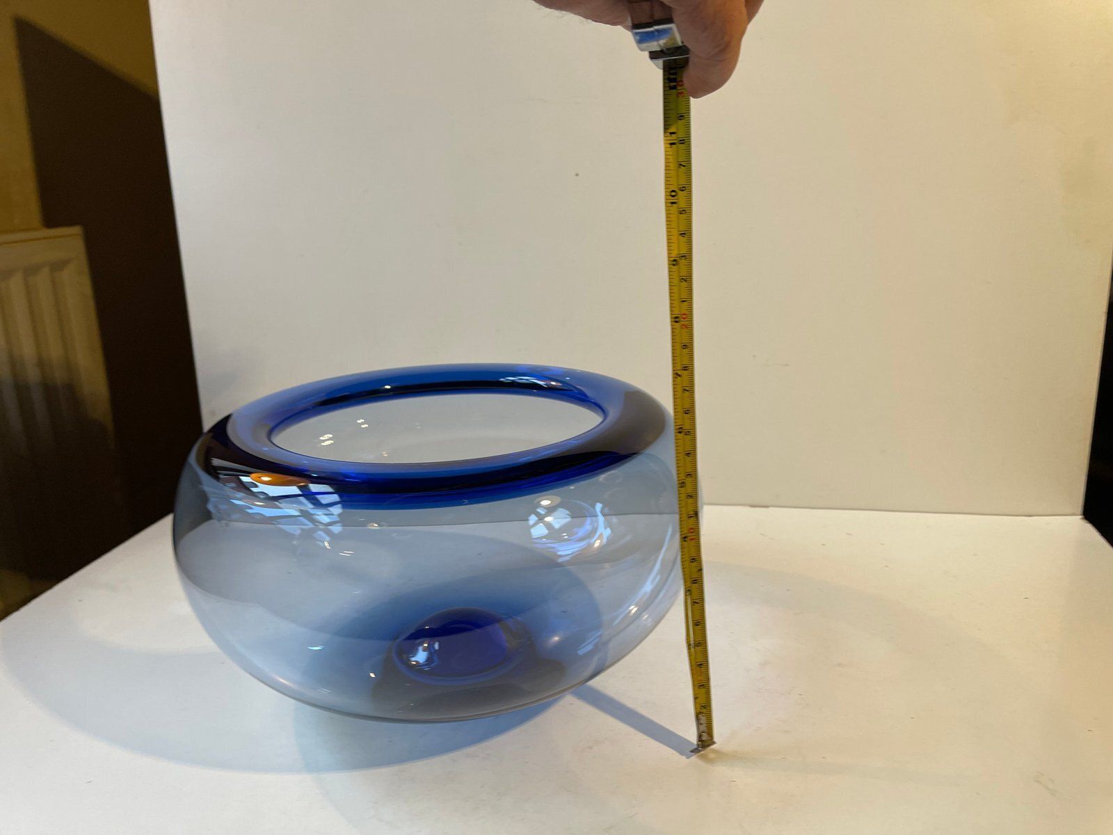 Mid Century Blue Glass Bowl By Per Lütken For Holmegaard, 1970s photo buy