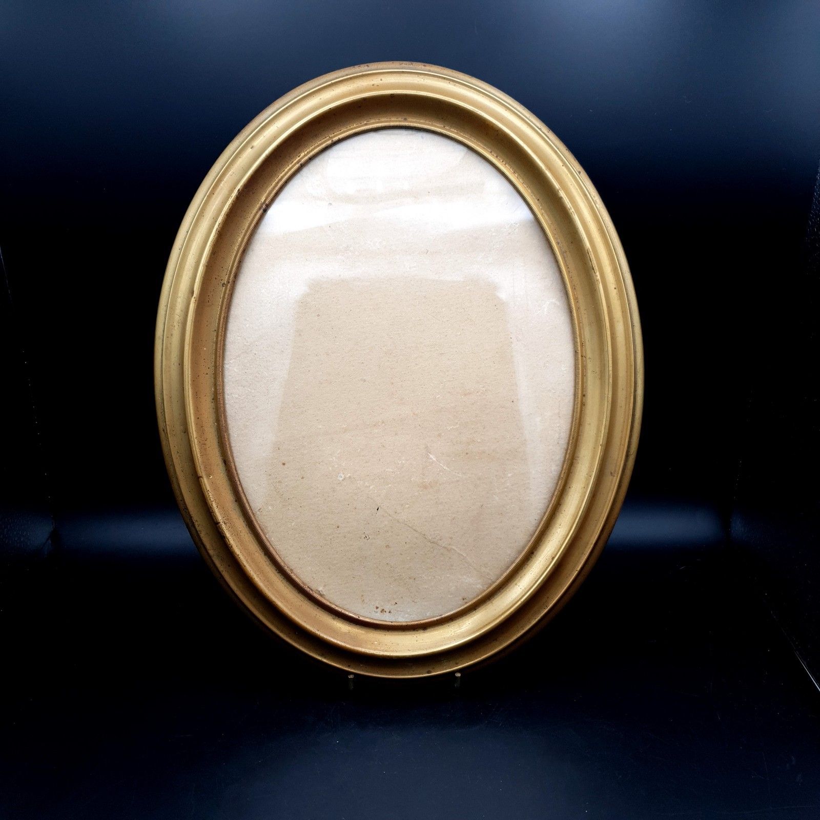 Antique Victorian Oval Brass Over Wood Portrait Frame C1900 Picture Frame H 36cm