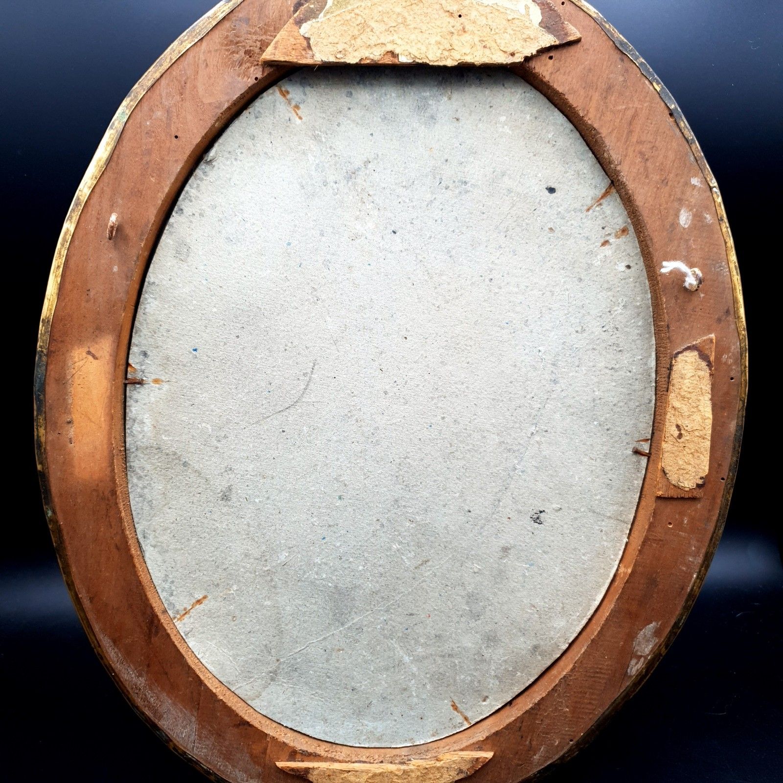 Home Decor Antique Victorian Oval Brass Over Wood Portrait Frame C1900 Picture Frame H 36cm photo