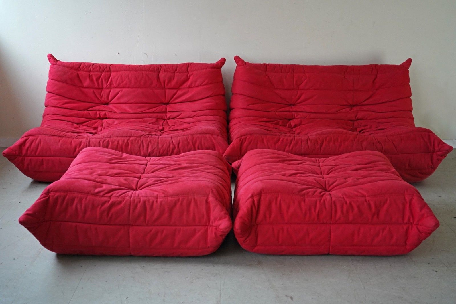 Vintage Togo Set Ligne Roset Two Sofas And Footstools photo furniture