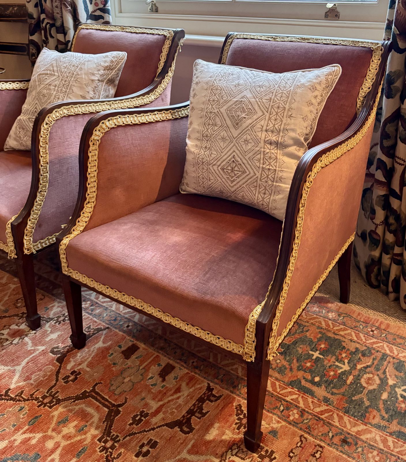 Pair Of Edwardian Mahogany Tub Salon Armchairs From 1900 photo furniture