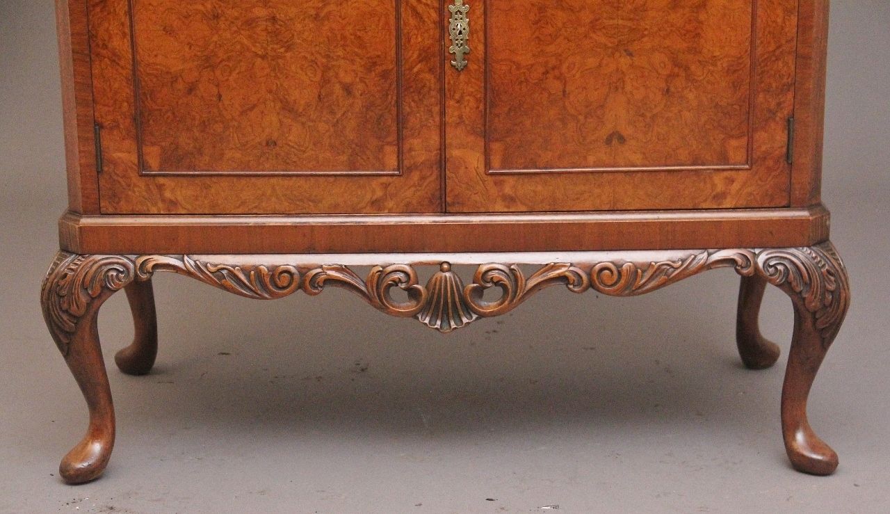 photo for sale Early 20th Century Burr Walnut Cocktail Cabinet