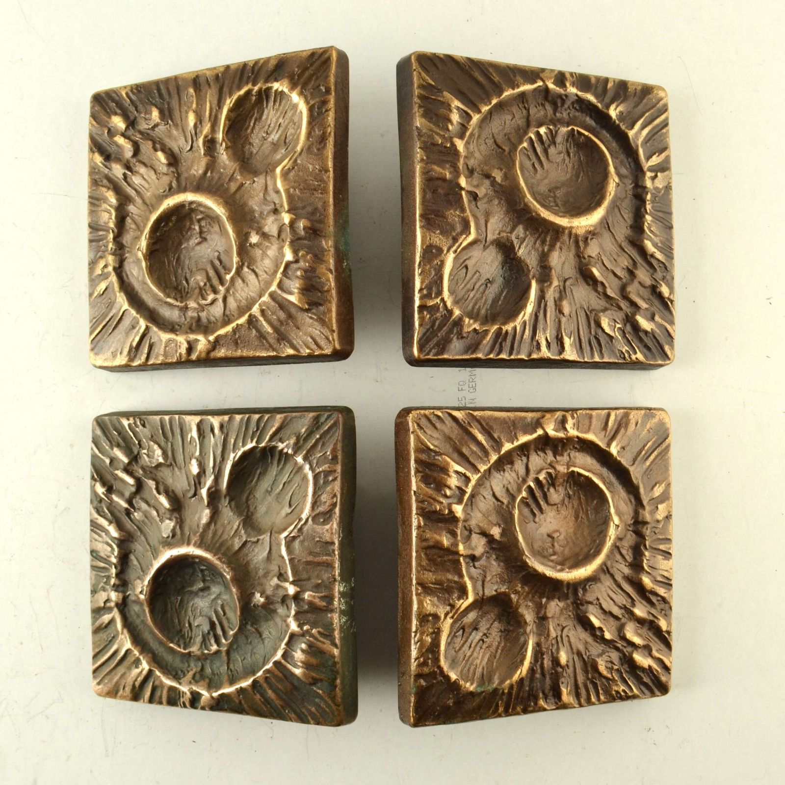 Double Pair Of Bronze Door Handles, Bel And Key Hole With Organic Relief photo furniture