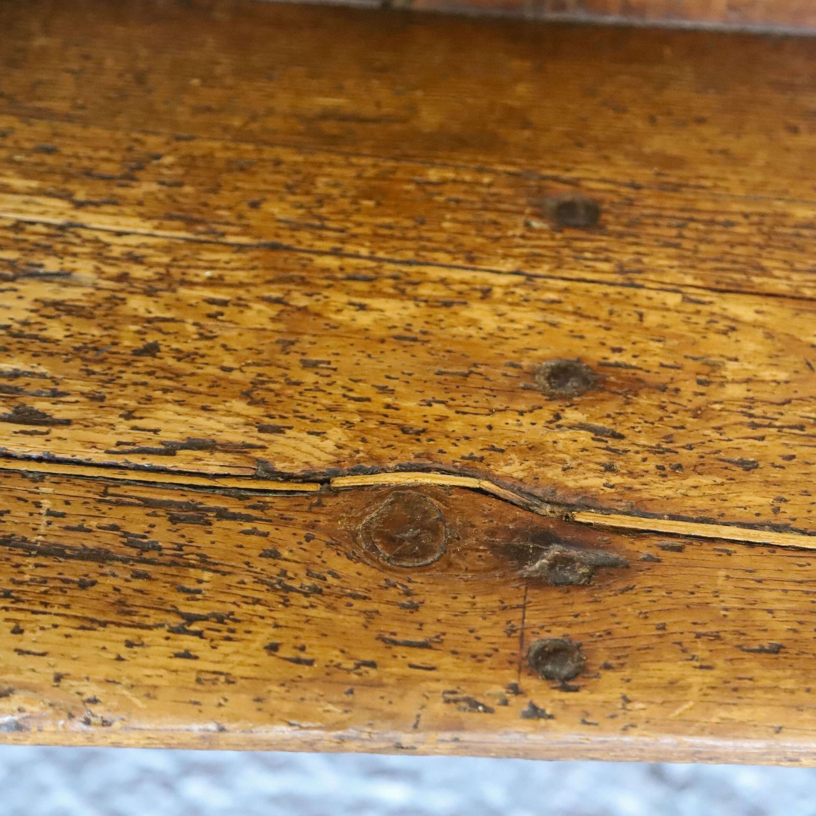 photo for sale 19th Century English Country Pine High‑Back Settle Bench With Honey Brown Patina