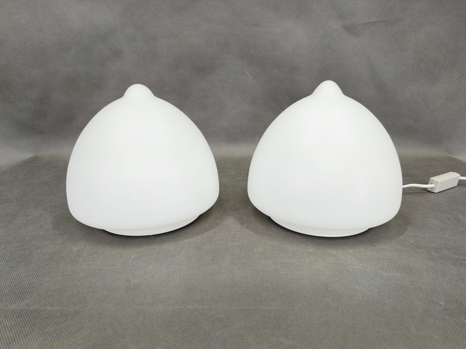 Pair Of Czech Opaline Glass Sculptural Table Lamps, 1970s photo furniture