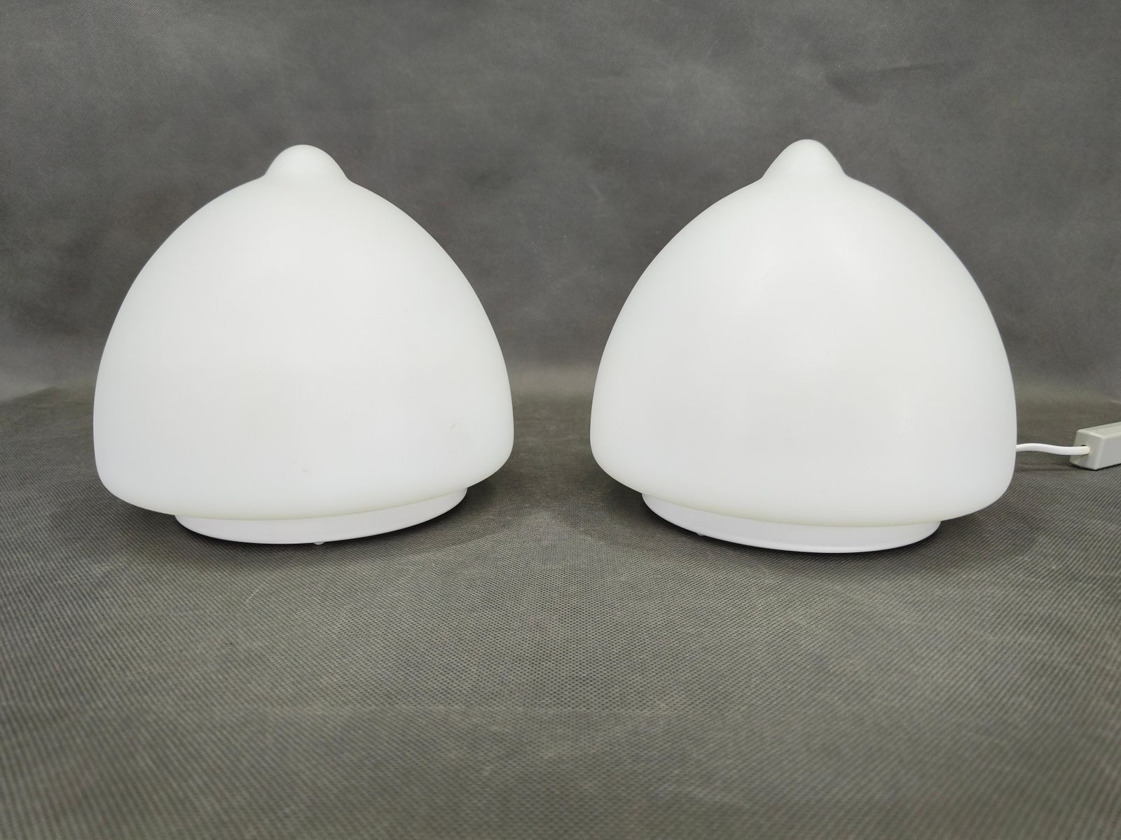 Pair Of Czech Opaline Glass Sculptural Table Lamps, 1970s photo for sale