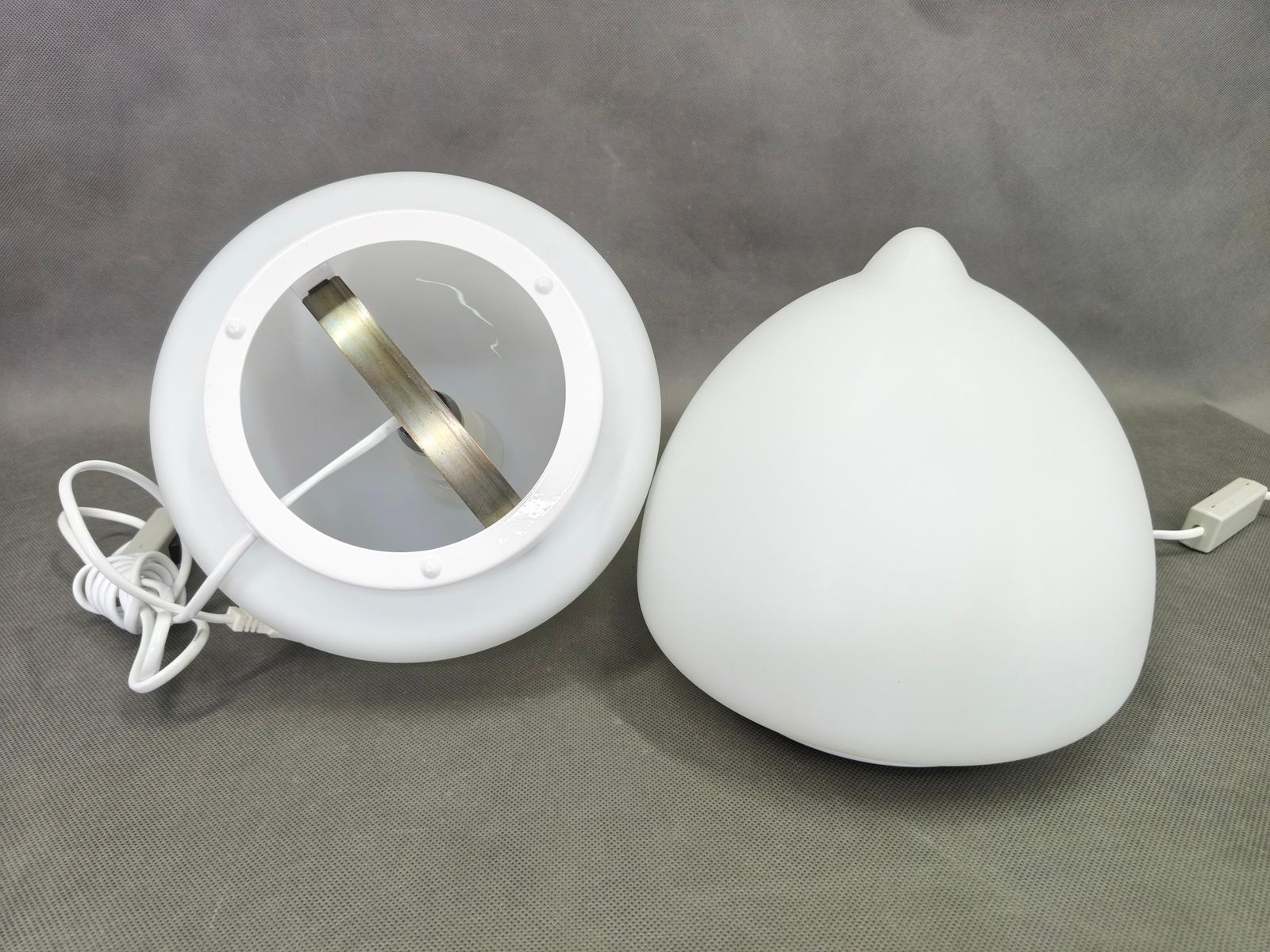 Pair Of Czech Opaline Glass Sculptural Table Lamps, 1970s photo 693.0