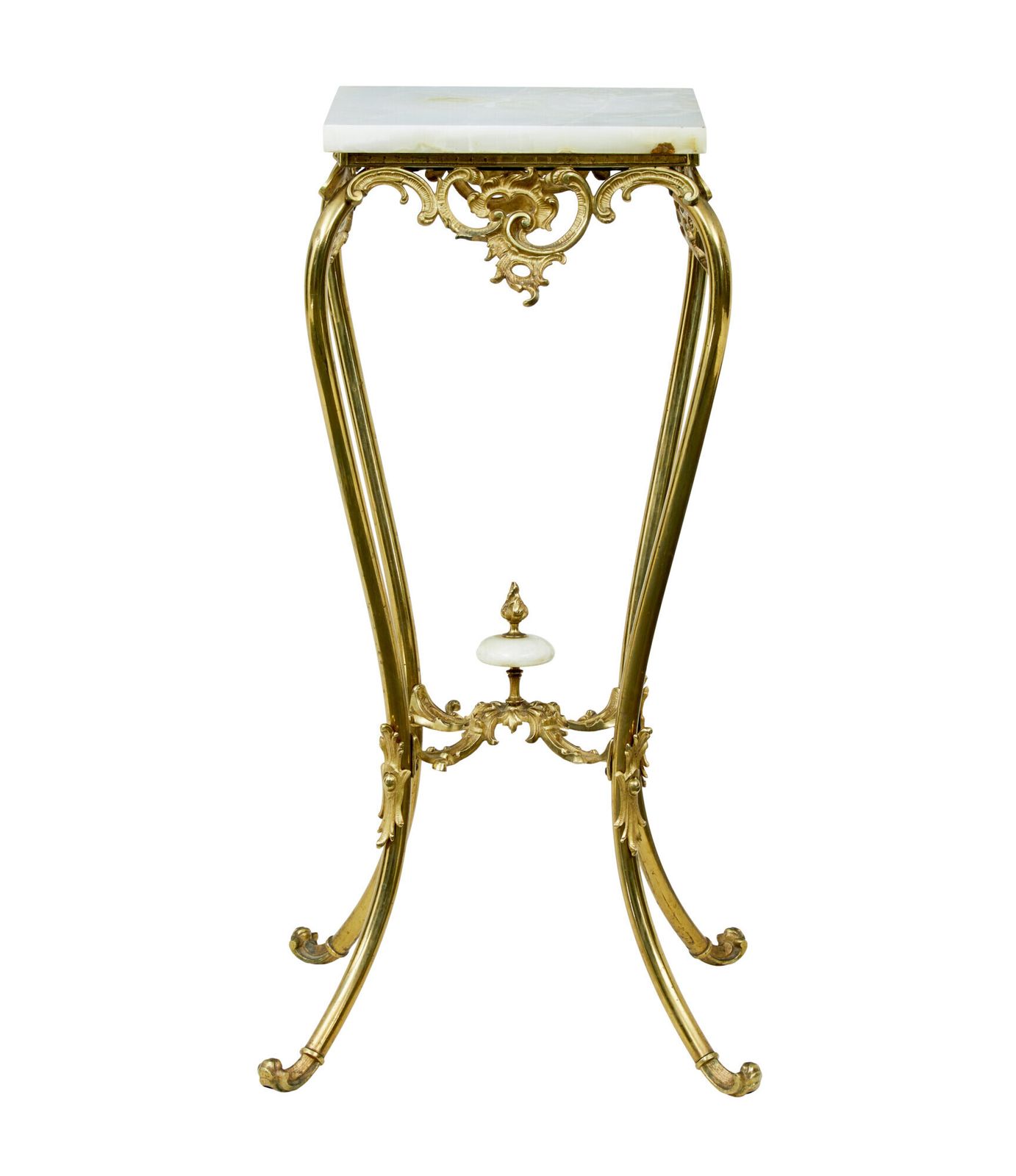 20th Century Chiseled Brass And Oynx Pedestal Table. photo vinterior