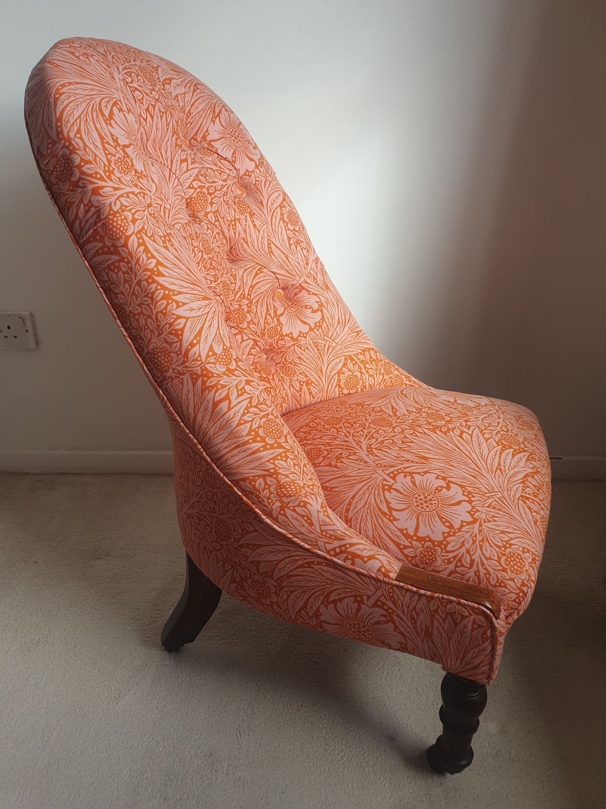 Early Victorian Nursing Chair, In Ben Penreath & Morris And Co Fabric photo furniture