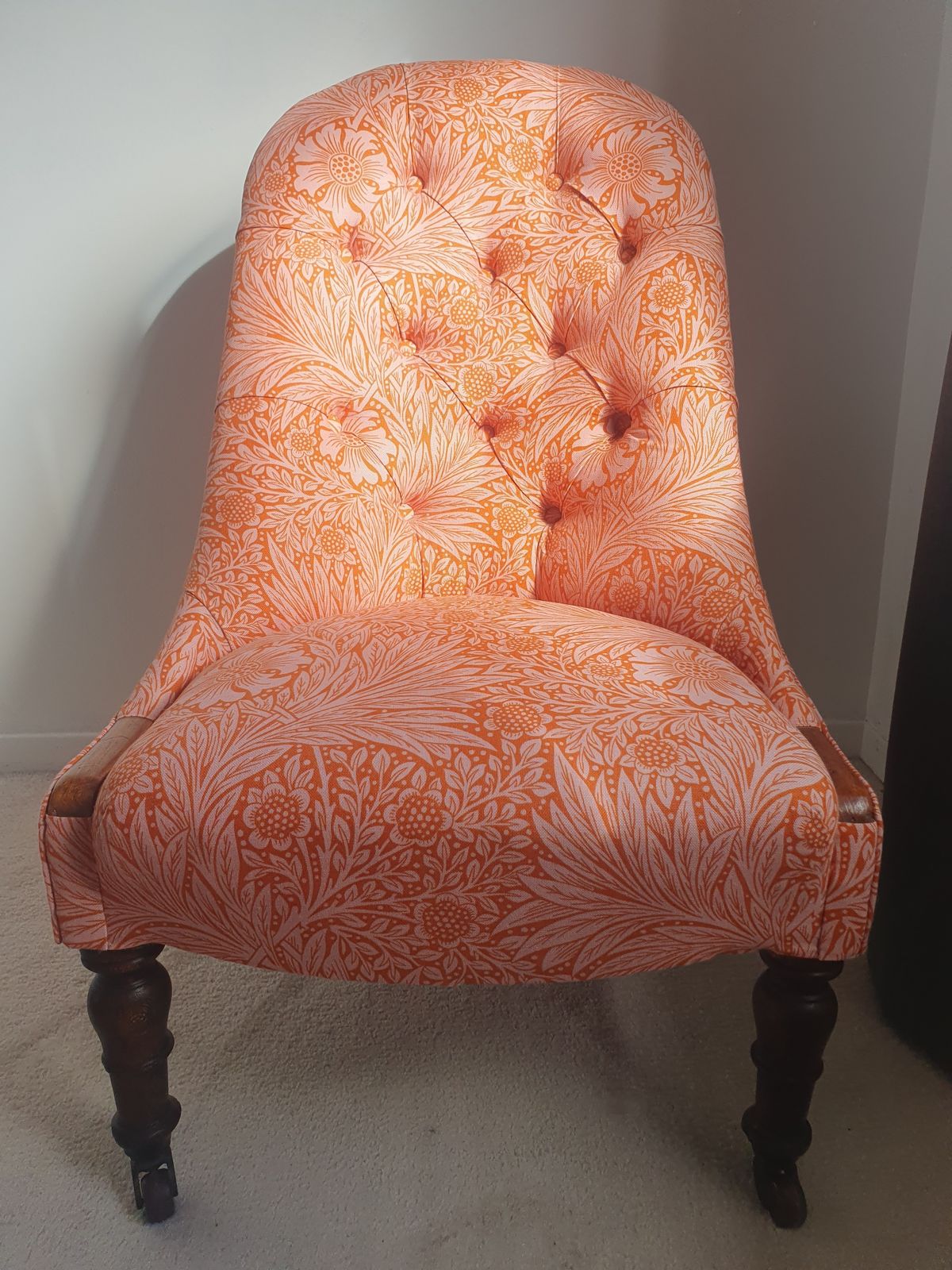 Early Victorian Nursing Chair, In Ben Penreath & Morris And Co Fabric photo vintage