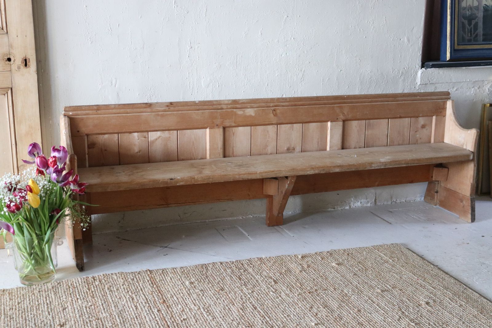 Antique Pine Children's Church Pew