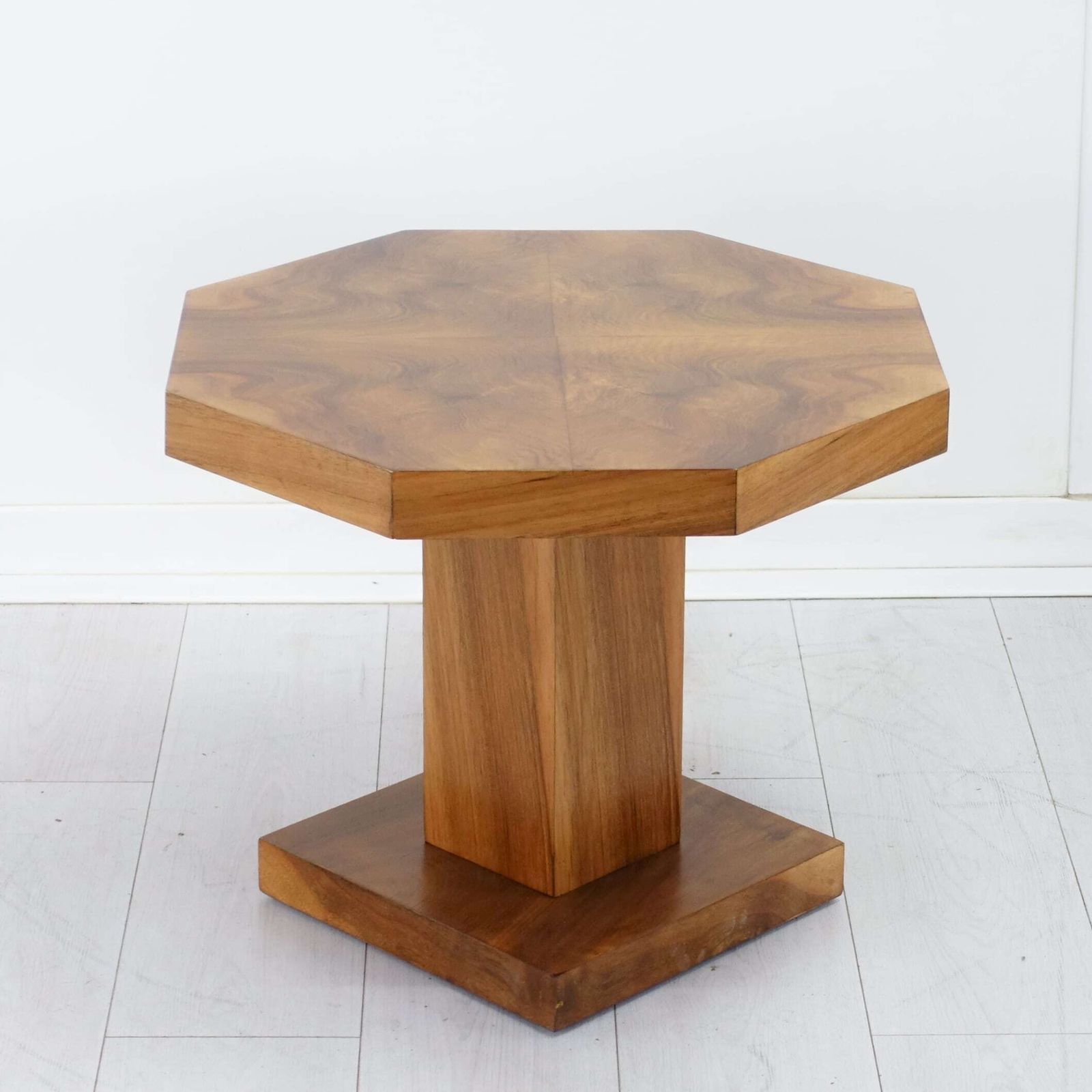 photo for sale English Art Deco Octagonal Walnut Coffee  Table — Circa 1930