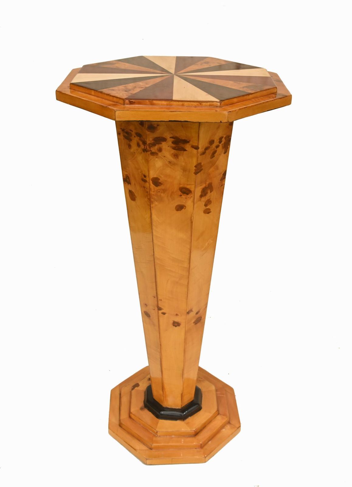 Pair Art Deco Pedestal Tables Side Stands Starburst Inlay photo 875.0