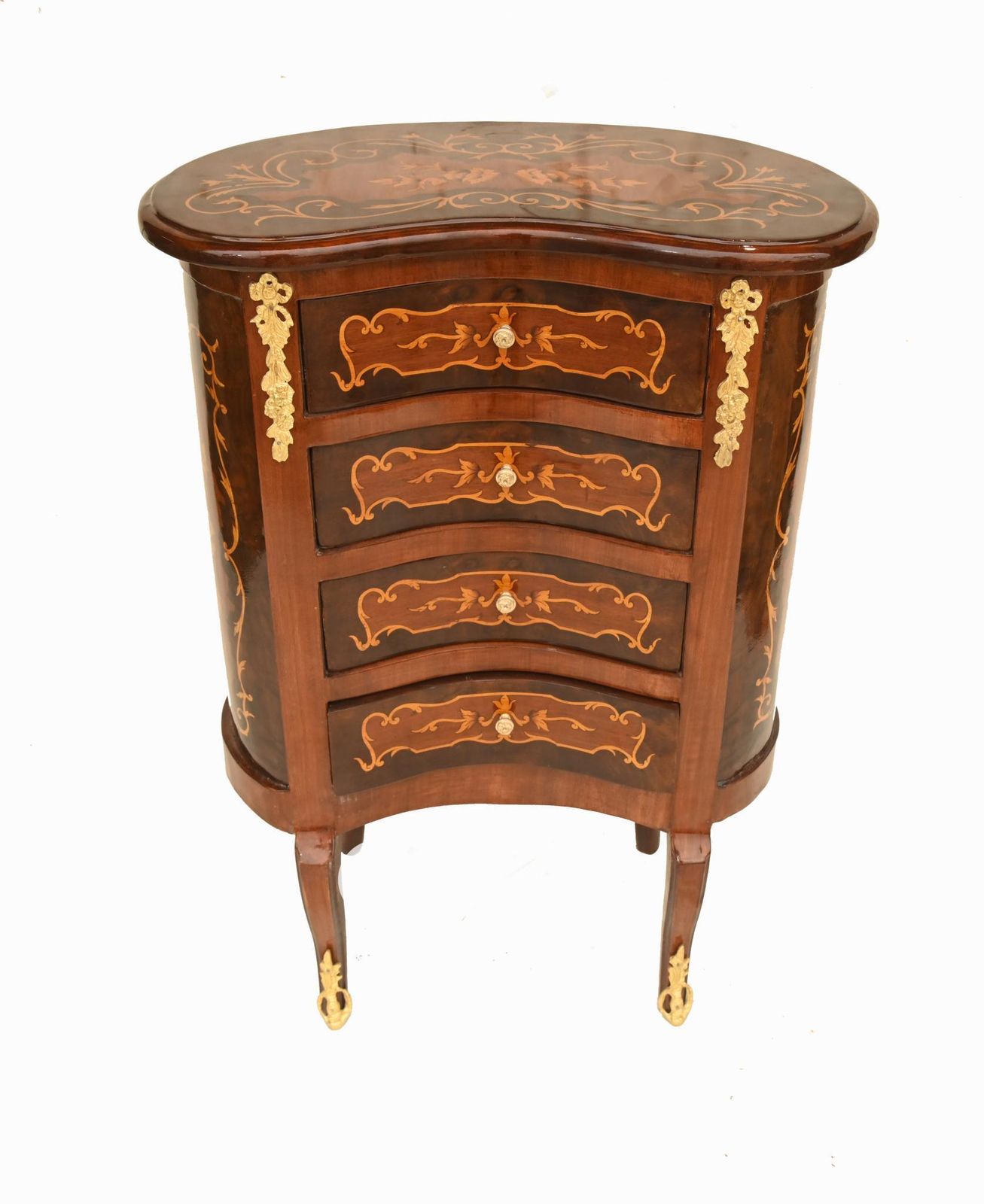 Pair French Nightstands Kidney Bean Bedside Chests Louis XV photo for sale