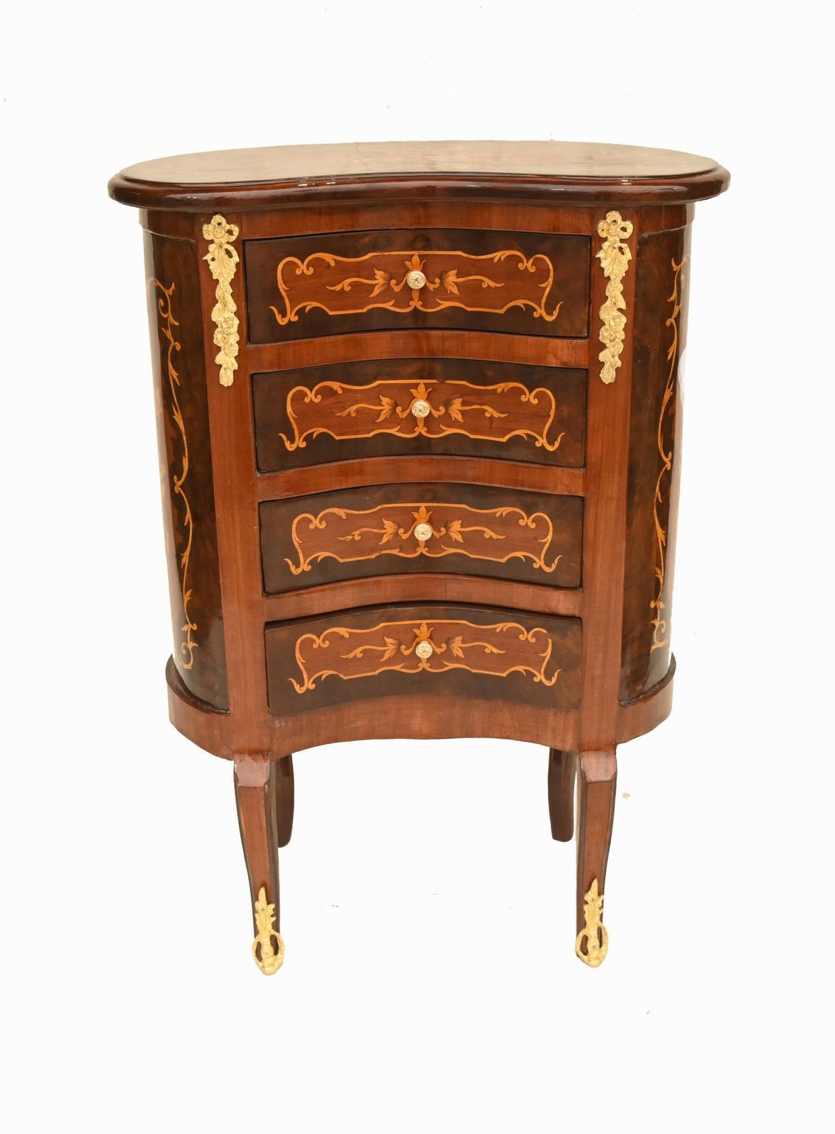 Pair French Nightstands Kidney Bean Bedside Chests Louis XV photo 995.0