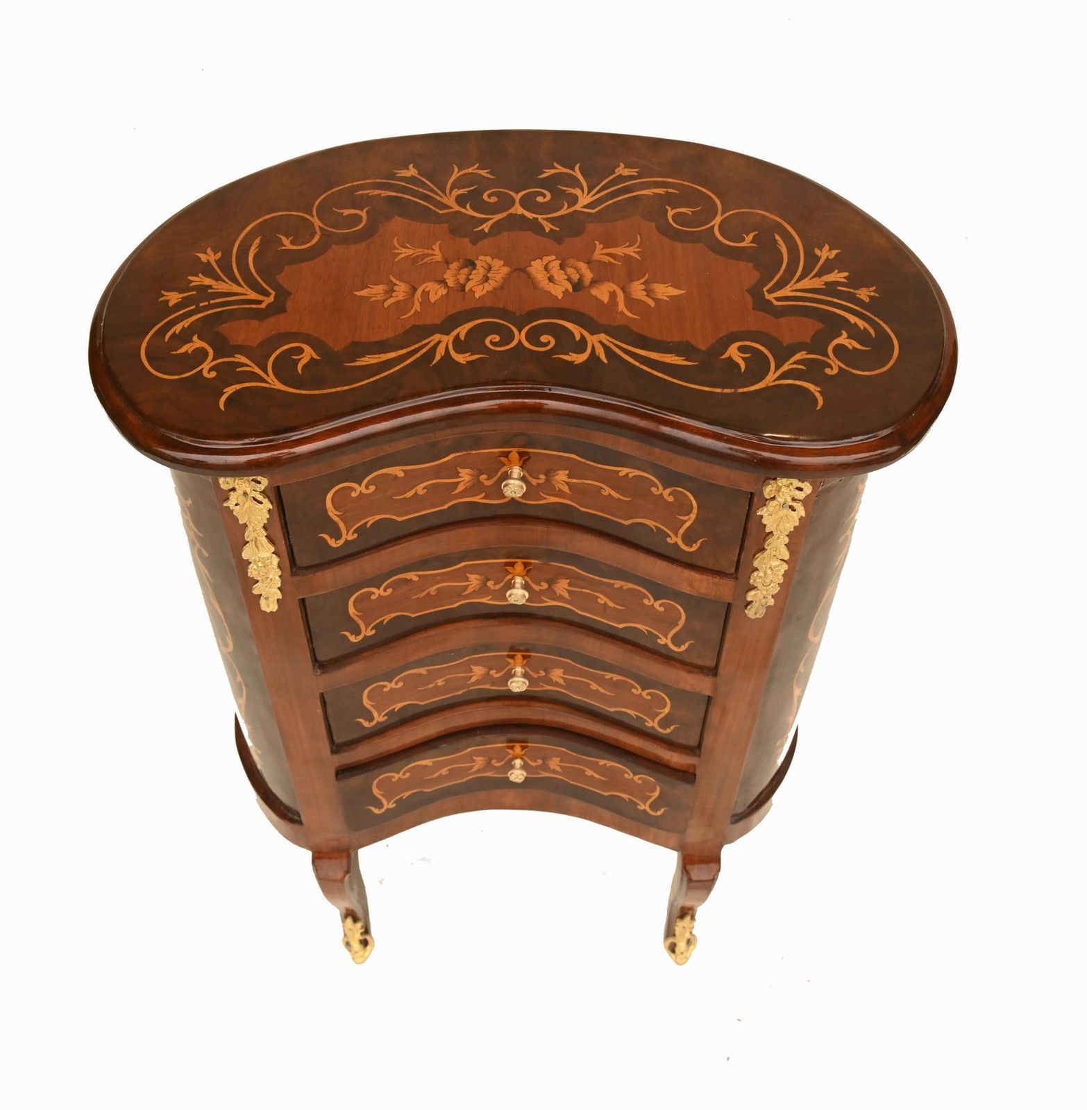 Pair French Nightstands Kidney Bean Bedside Chests Louis XV photo vinterior