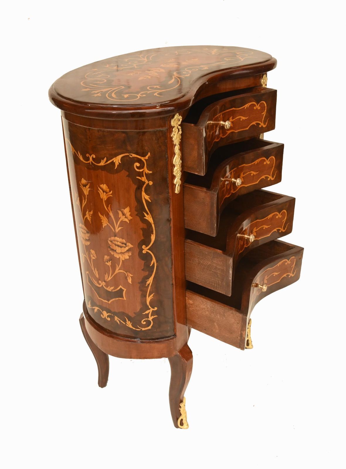 photo furniture Pair French Nightstands Kidney Bean Bedside Chests Louis XV