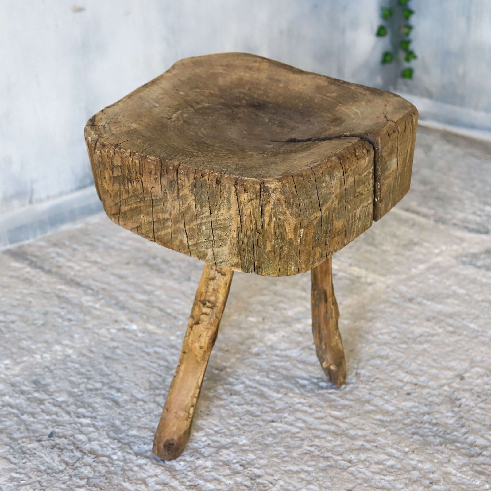 photo for sale 19th Century French Elm Chopping Block On Original Gnarled Legs – Vernacular Rural Style