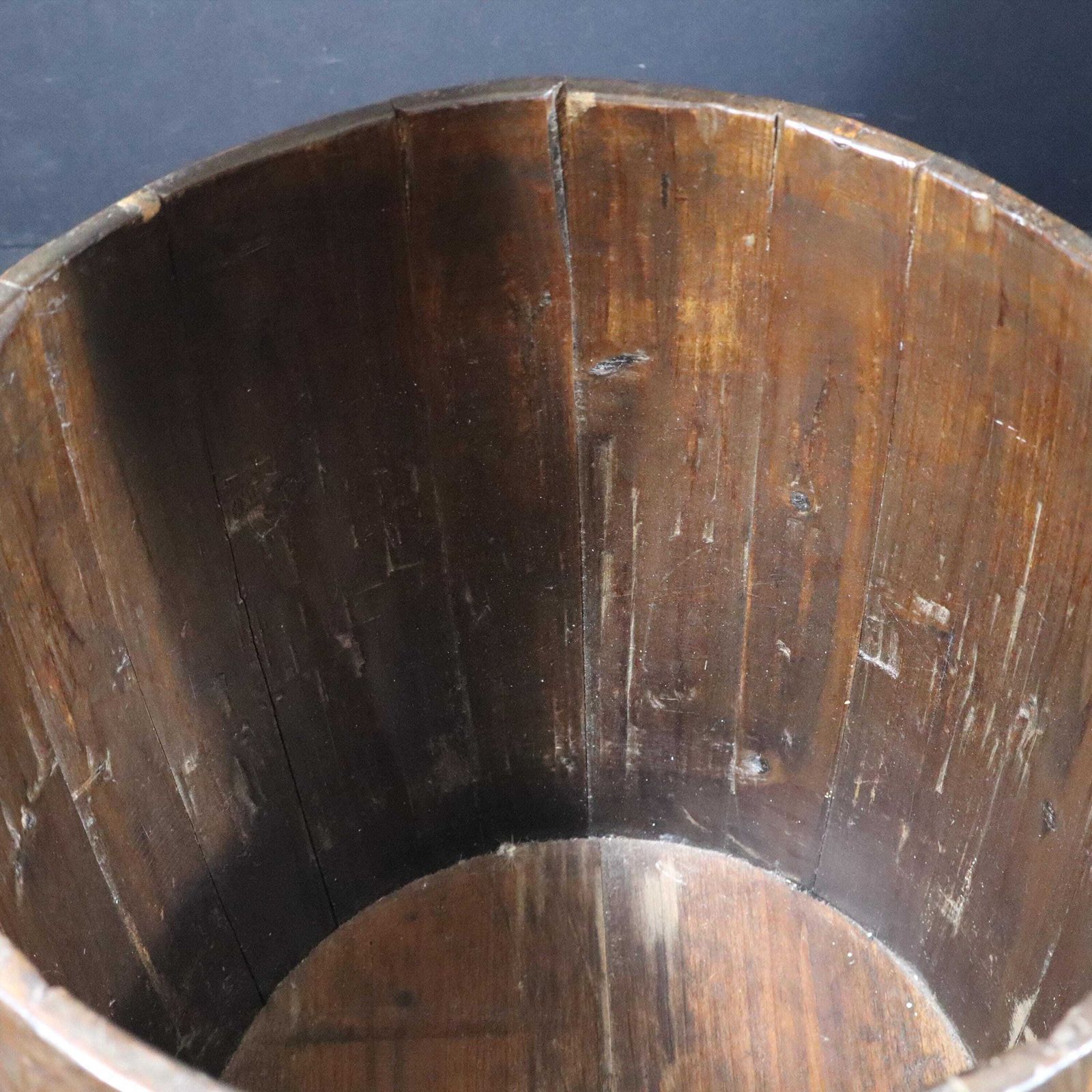 photo buy Antique French Wooden Water Well Bucket, Primitive Country Pail With Long Handle