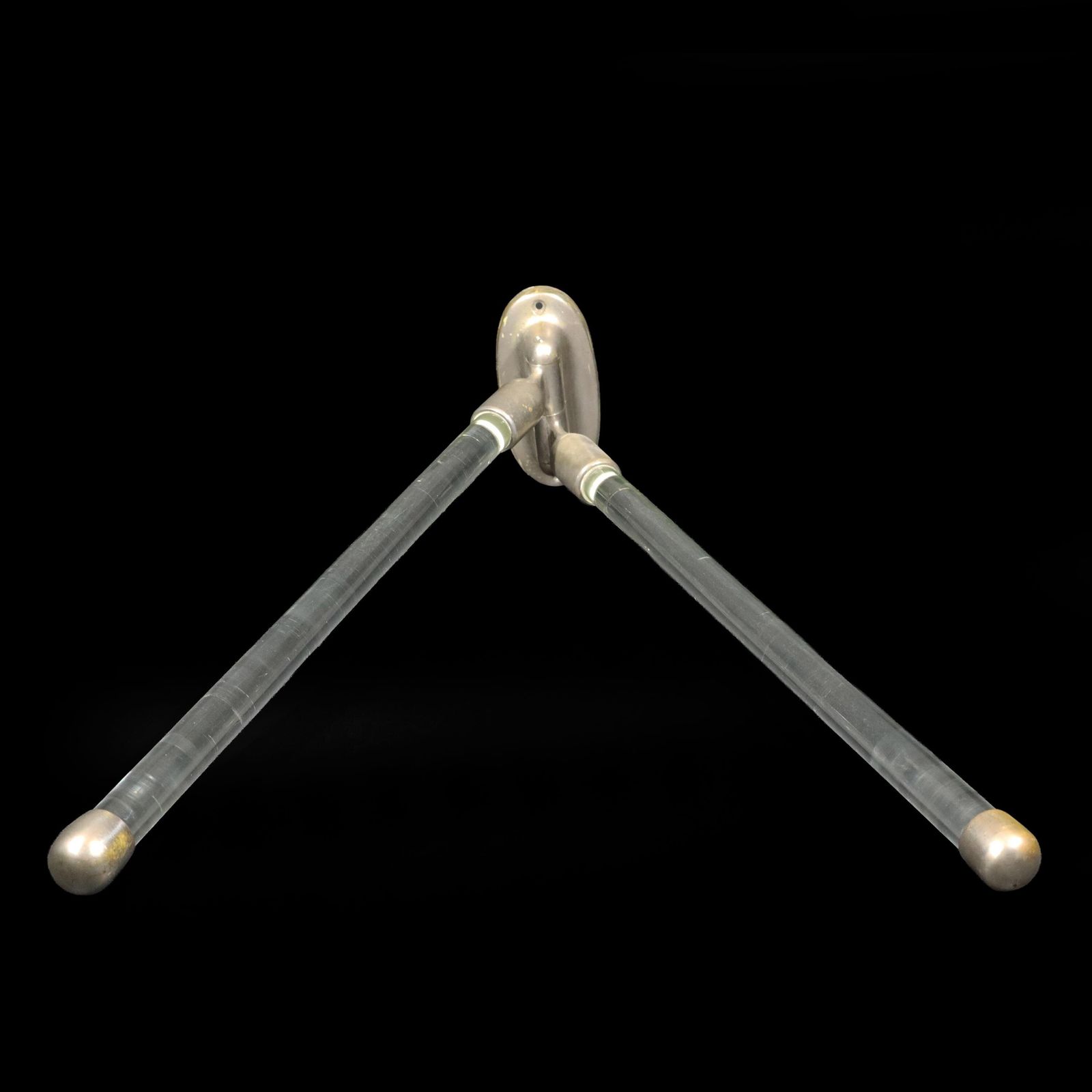 Antique Wall Mount French Nickel And Glass Towel Rack, Swinging Bar photo buy