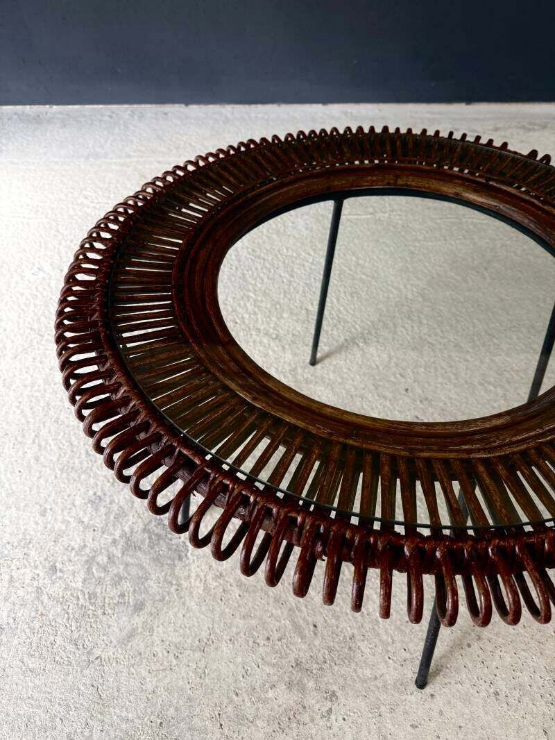 950.0 Midcentury Design Bamboo Occasional Side Table, France 1950's photo