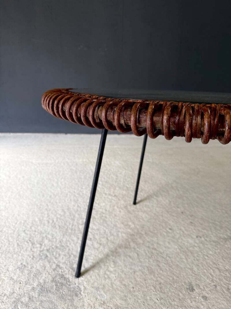 photo buy Midcentury Design Bamboo Occasional Side Table, France 1950's