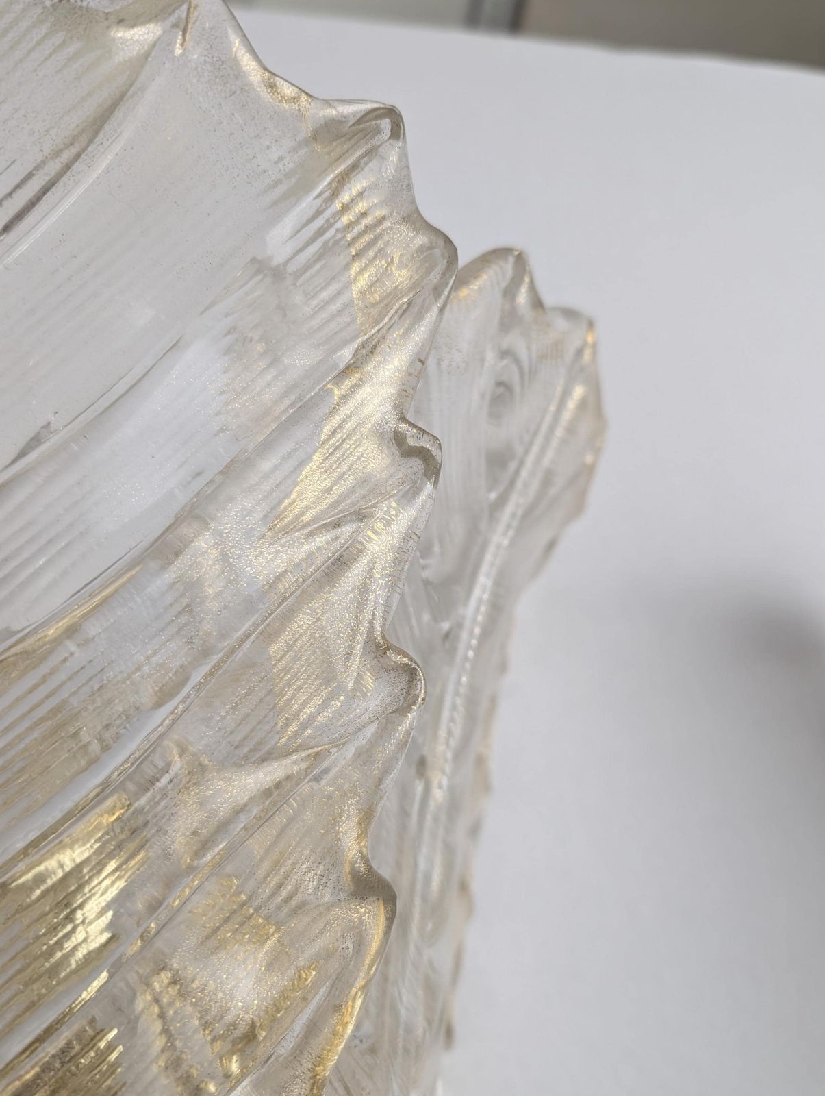 Lighting Pair Of Giant Barovier & Toso Foglia D'oro Sconces, 1980s photo