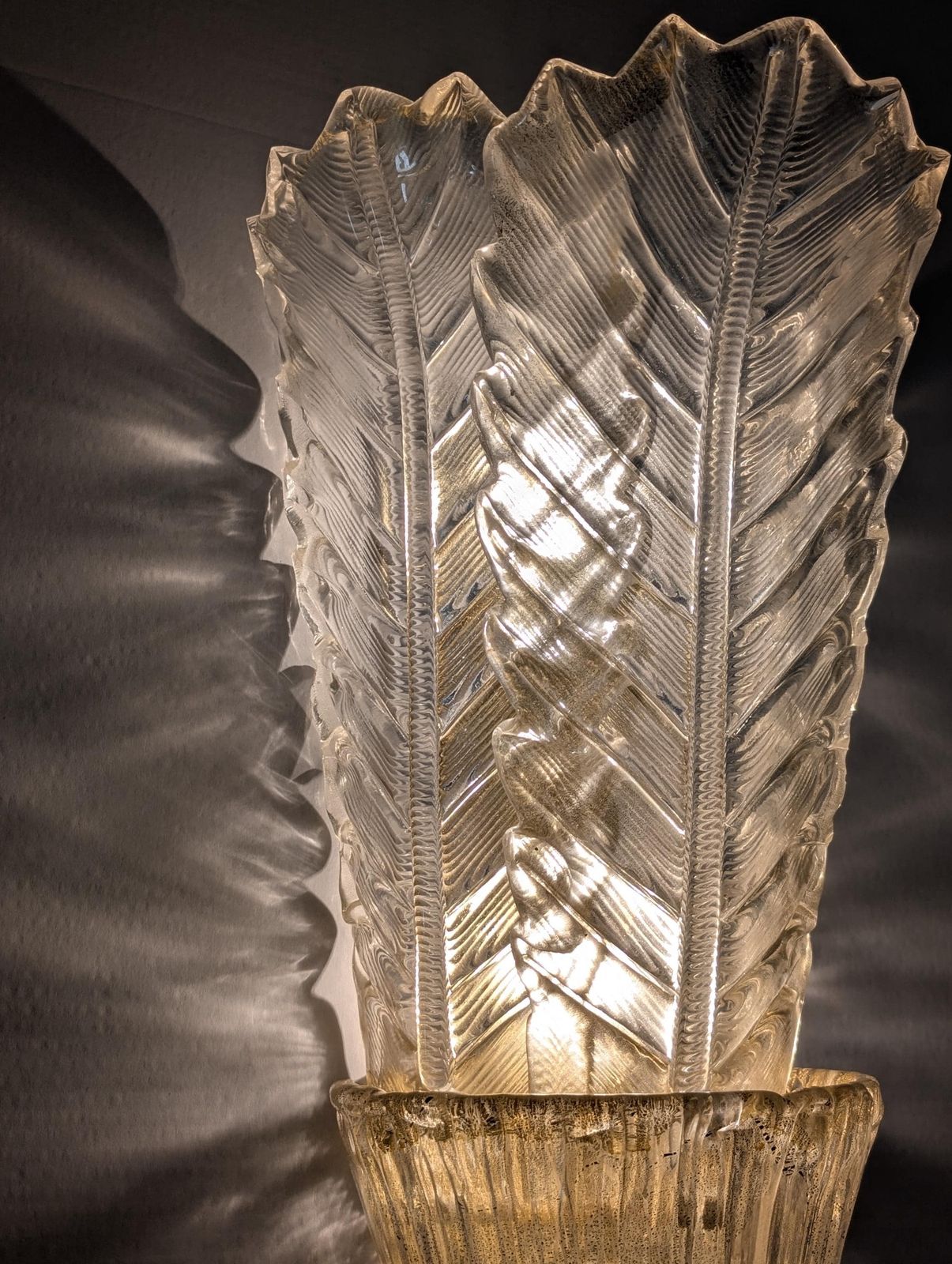 photo buy Pair Of Giant Barovier & Toso Foglia D'oro Sconces, 1980s