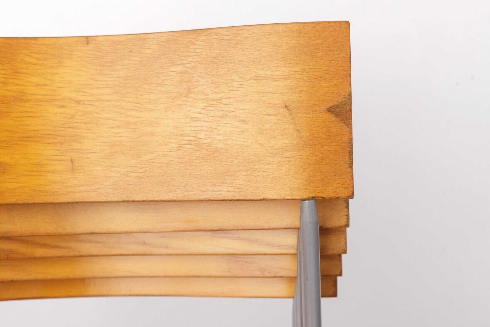 Set Of 6 Lammhults Campus Stacking Chairs, Swedish Mid Century Chairs 1970s, Metal & Beech Plywood Dining Chairs photo furniture