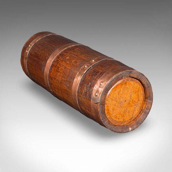 Antique Coopered Stick Loop, English, Victorian Oak Country House Umbrella Stand photo vintage